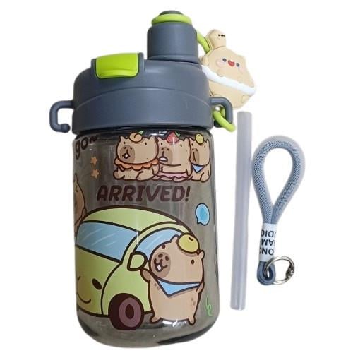 Бутылка для воды с трубочкой 600 мл Серый (C 76355)