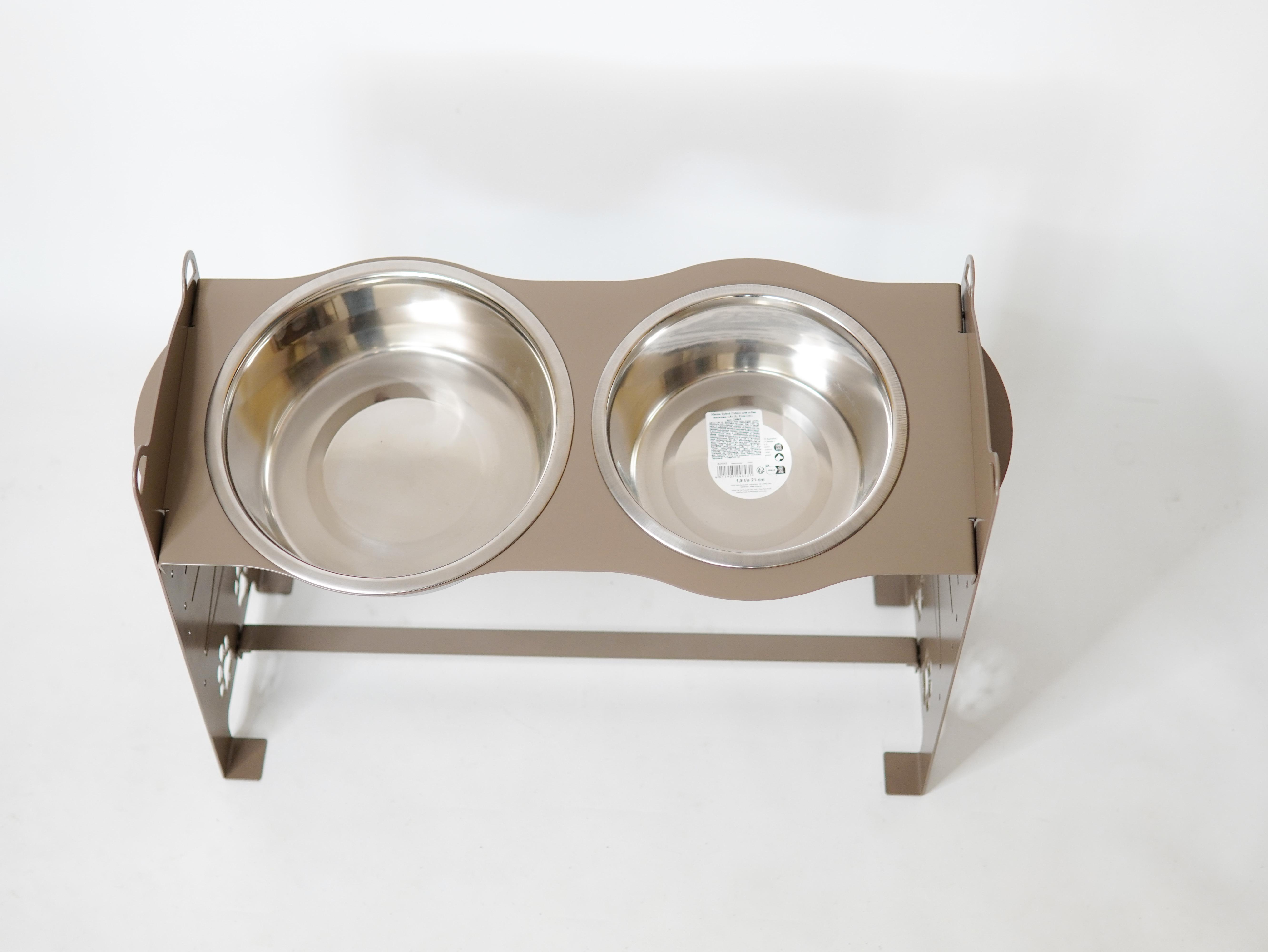 Кормушка для собак средних пород разборная-регулированная 122-293 мм 1,8/2,8 л Бежево-серый (27167252) - фото 4