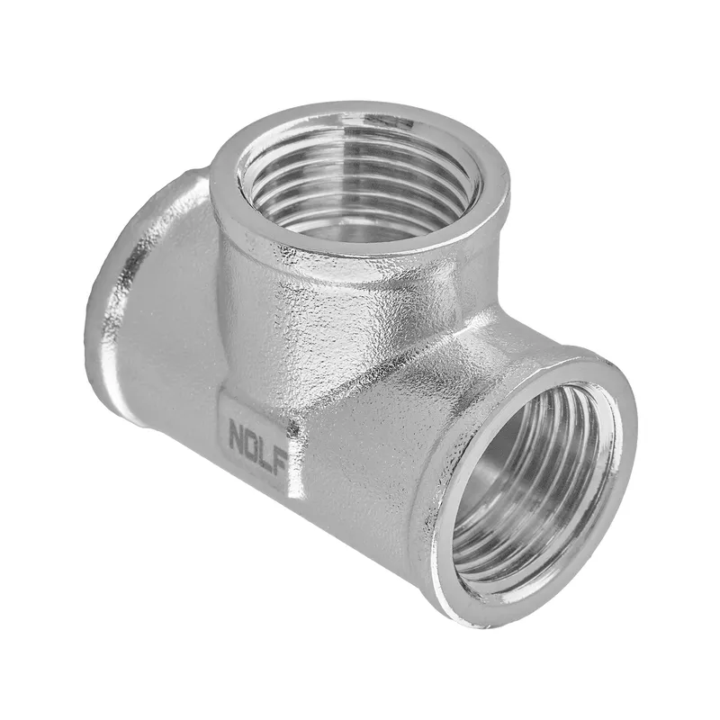 Тройник резьбовой для труб Nolf NFC.T06F-N 1/2" FFF никелированный латунный (NF3091)