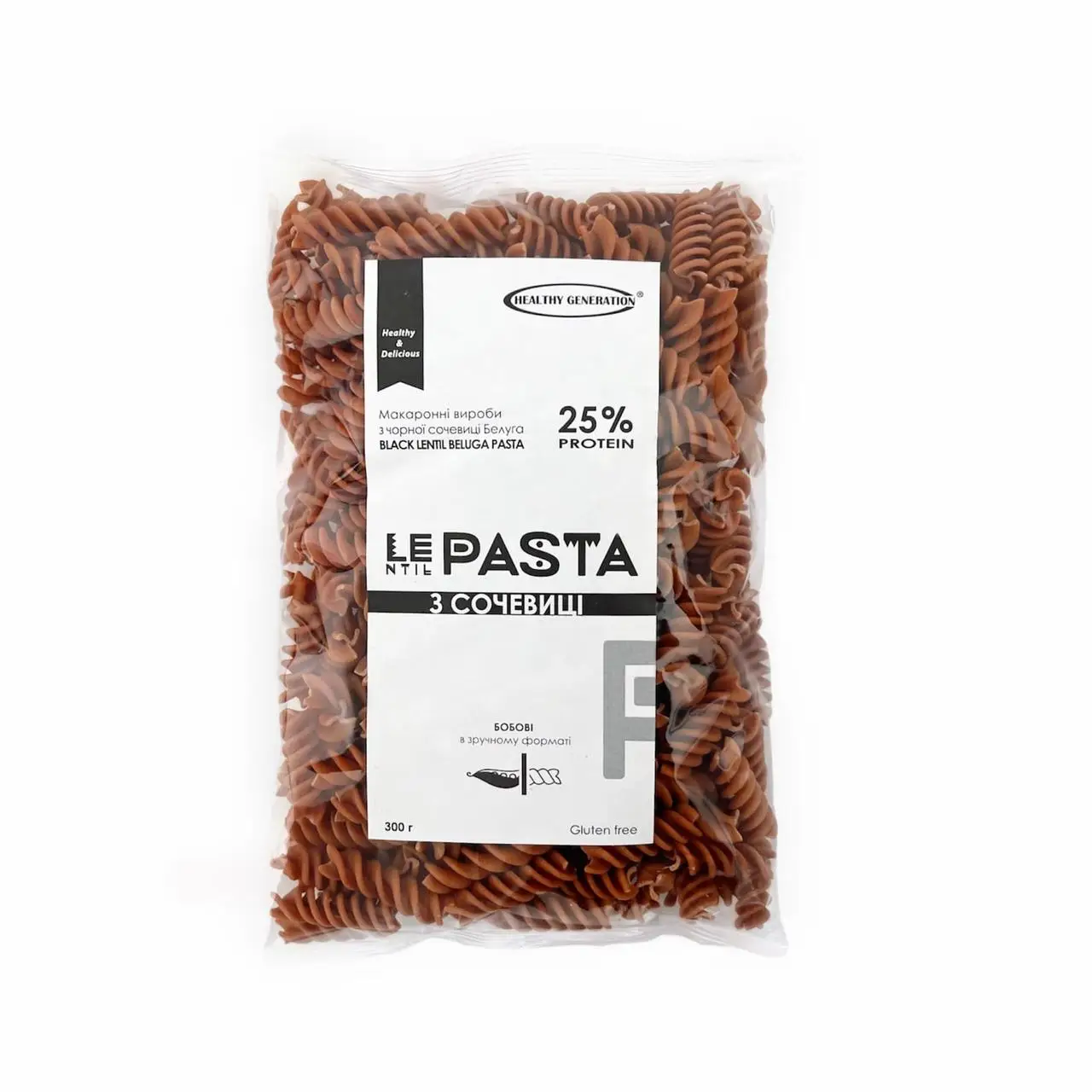 Паста LEntil PASTA з чорної сочевиці, Fusilly Healthy Generation, 300г