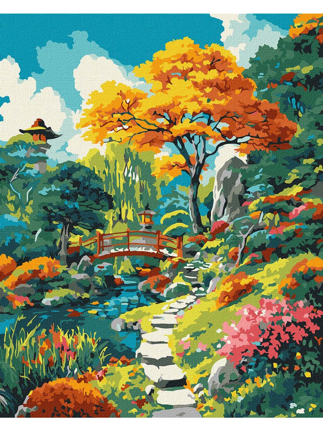 Картина за номерами Ideyka Осінній японський дворик 40x50 см (KHO6413)