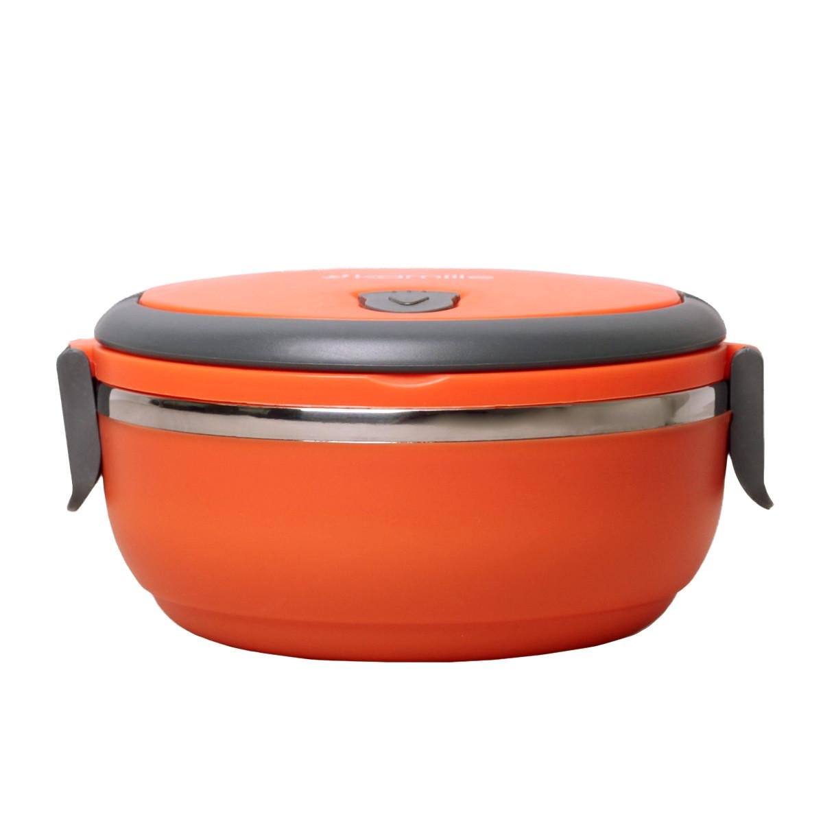 Ланч-бокс для еды с ручками Kamille KM-2105 из нержавеющей стали и пластика 700 мл Оранжевый (150-84-2105.2)
