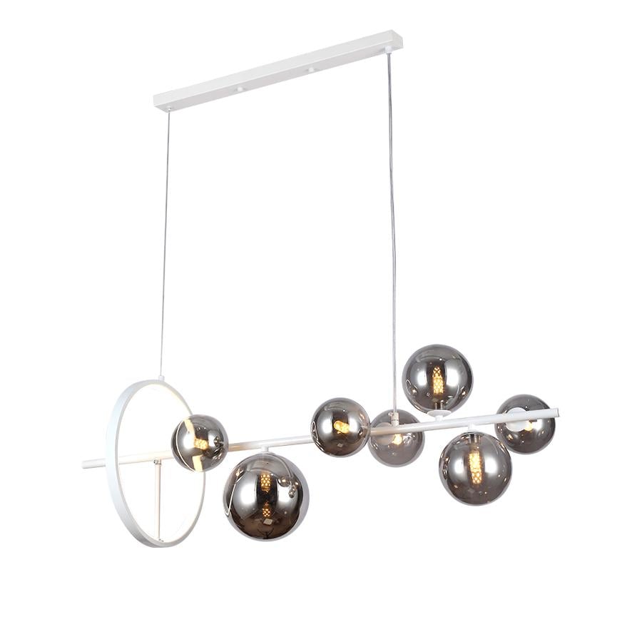 Люстра молекула подвесная Levistella 918LP267-7 WH/BK плафоны черные Белый Люстра молекула подвесная Levistella 918LP267-7 WH/BK плафоны черные Белый