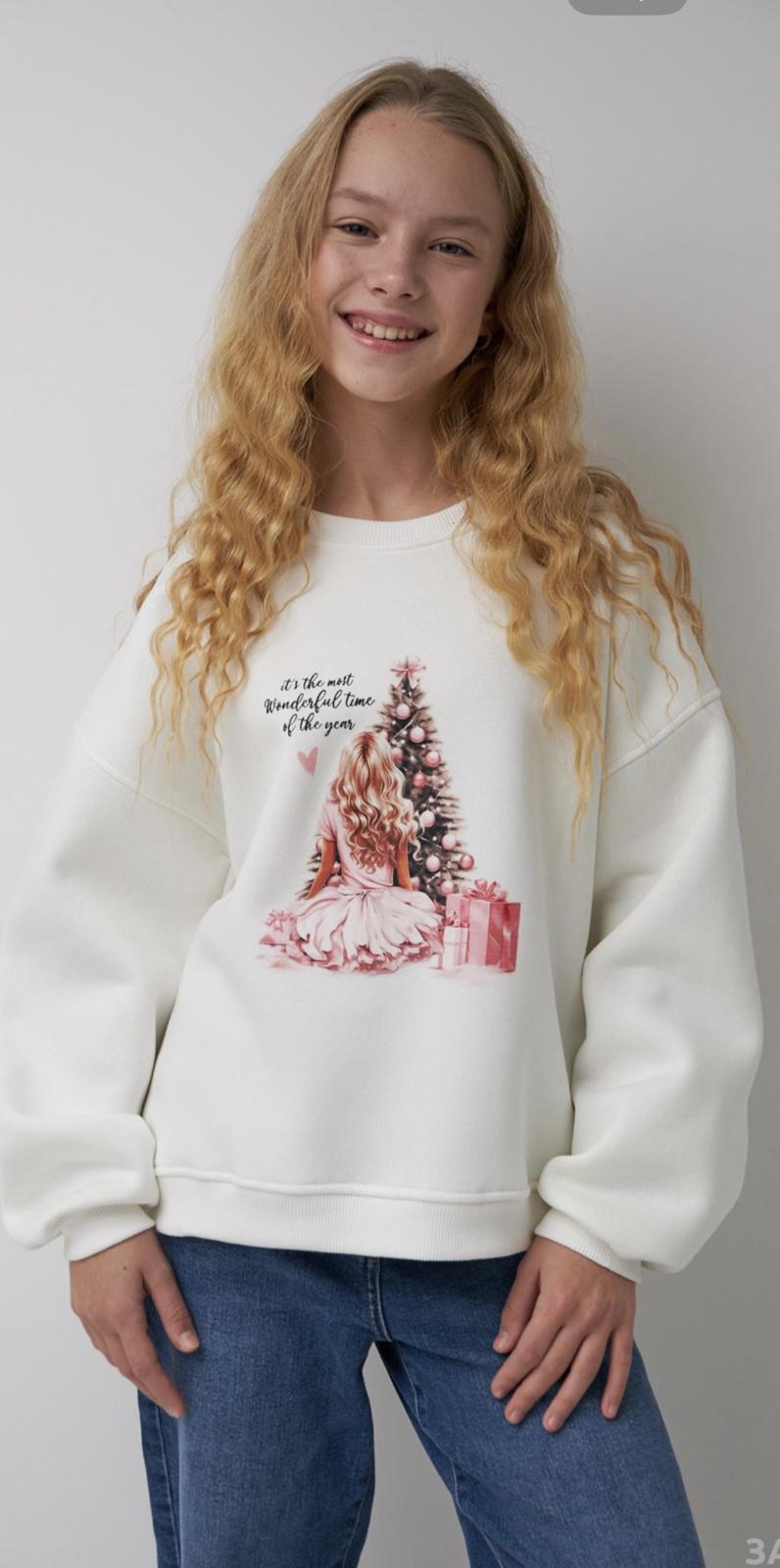 Свитшот для девочки 146 см Белый (127180)