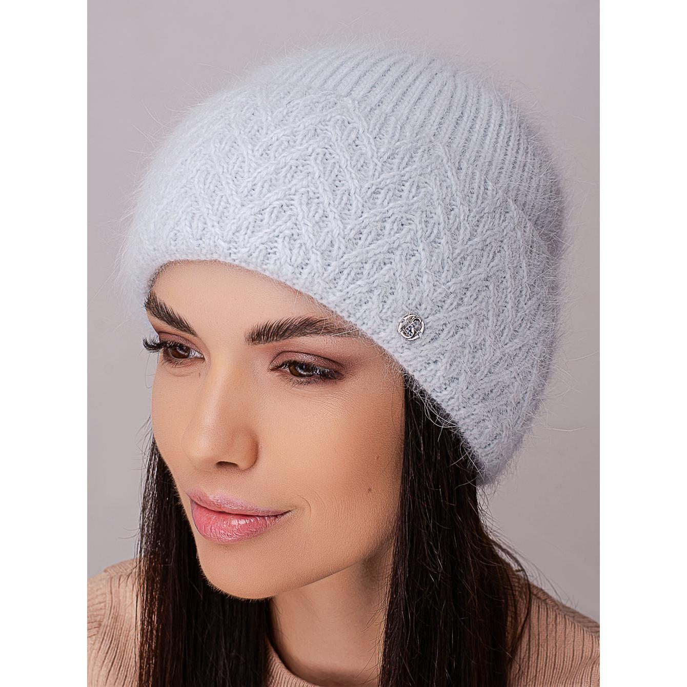 Шапка ангорова жіноча з флісовою підкладкою і візерунком на відвороті Leks Марі Небесний - фото 1 Шапка ангорова жіноча з флісовою підкладкою і візерунком на відвороті Leks Марі Небесний - фото 1