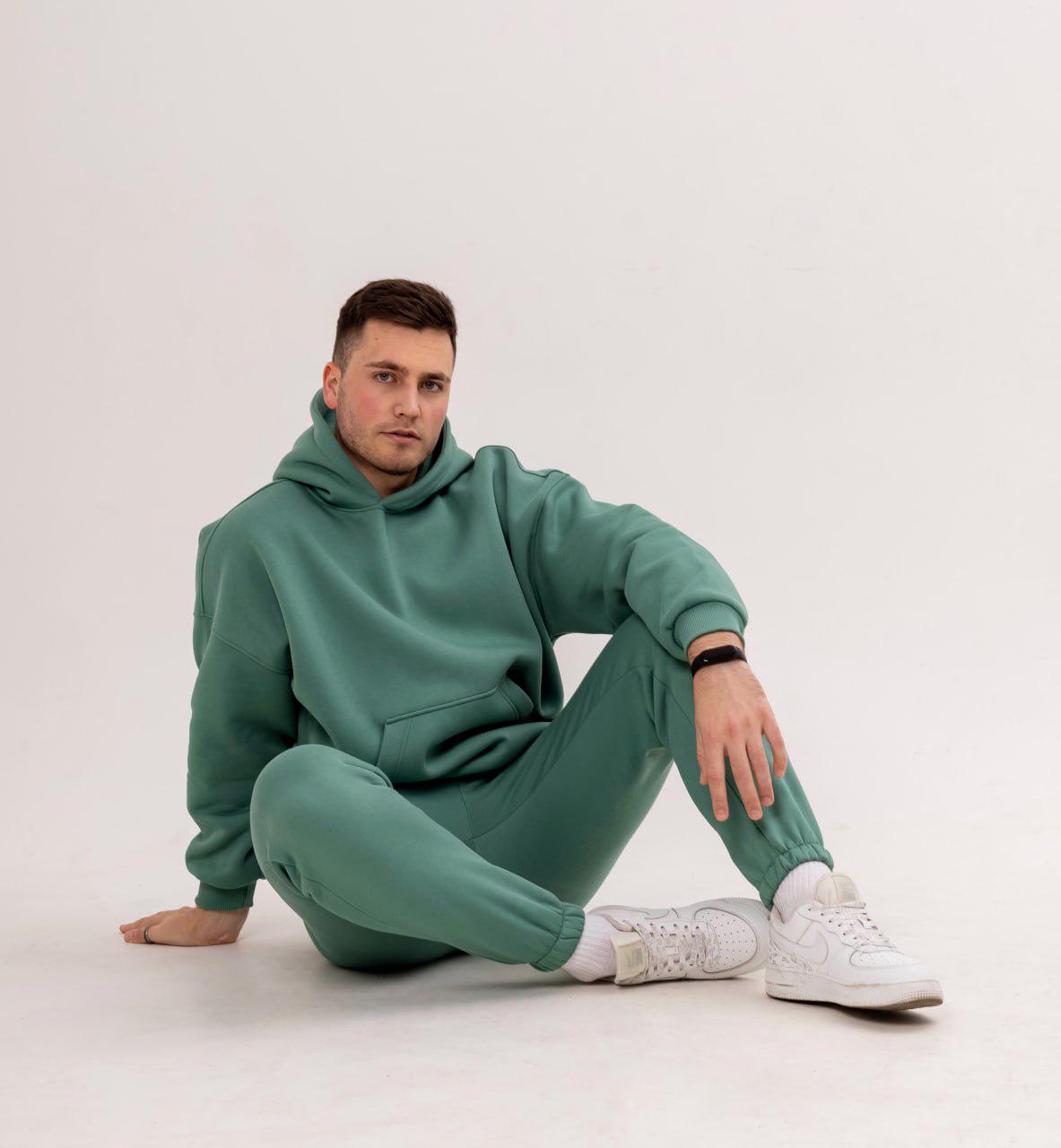 Спортивний костюм чоловічий Oversize Demi з начосом L/М Зелений (BL7390-888) - фото 4 Спортивний костюм чоловічий Oversize Demi з начосом L/М Зелений (BL7390-888) - фото 4