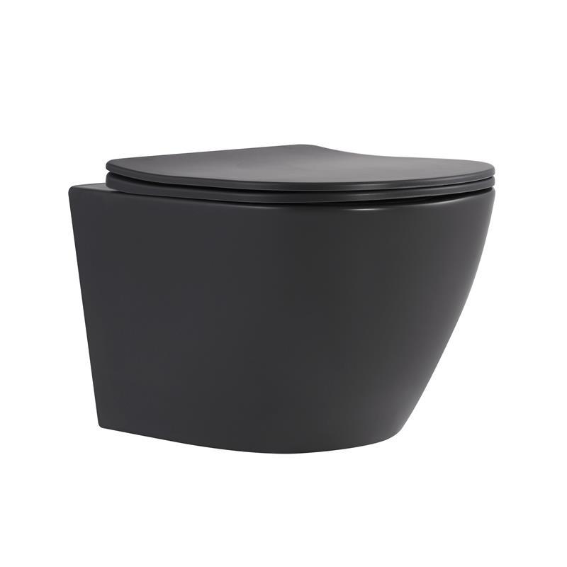 Унитаз подвесной Qtap Robin Ultra Quiet с сиденьем Slim Duroplast/Soft-close/Quick Release 490х365х325 мм Anthracite (QT13332381АSAN)