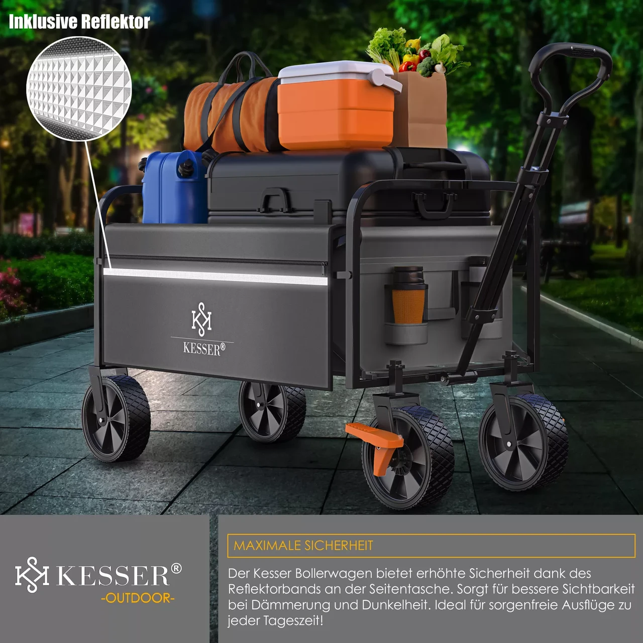 Тачка садово-строительная KESSER Oxford 600D 80 кг 90х52х102 см (4255598323062) - фото 3 Тачка садово-строительная KESSER Oxford 600D 80 кг 90х52х102 см (4255598323062) - фото 3