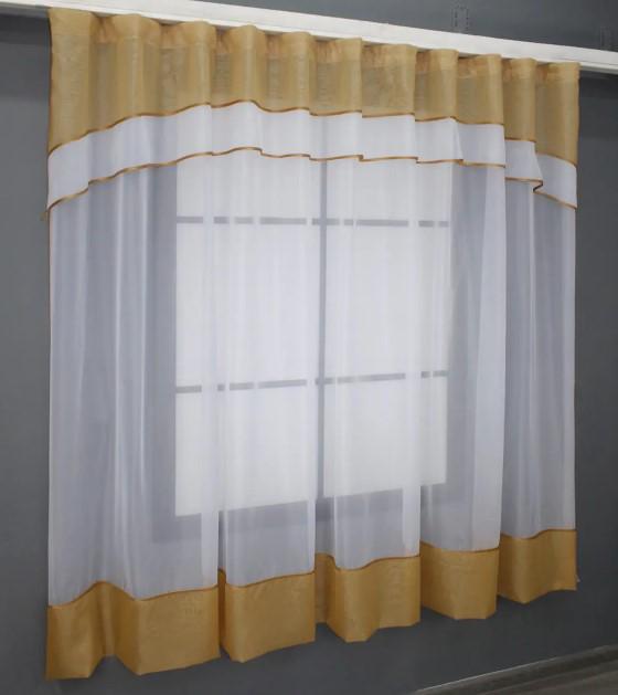 Фіранка кухонна 280х170 см Бурштиновий/Білий (110к) - фото 3