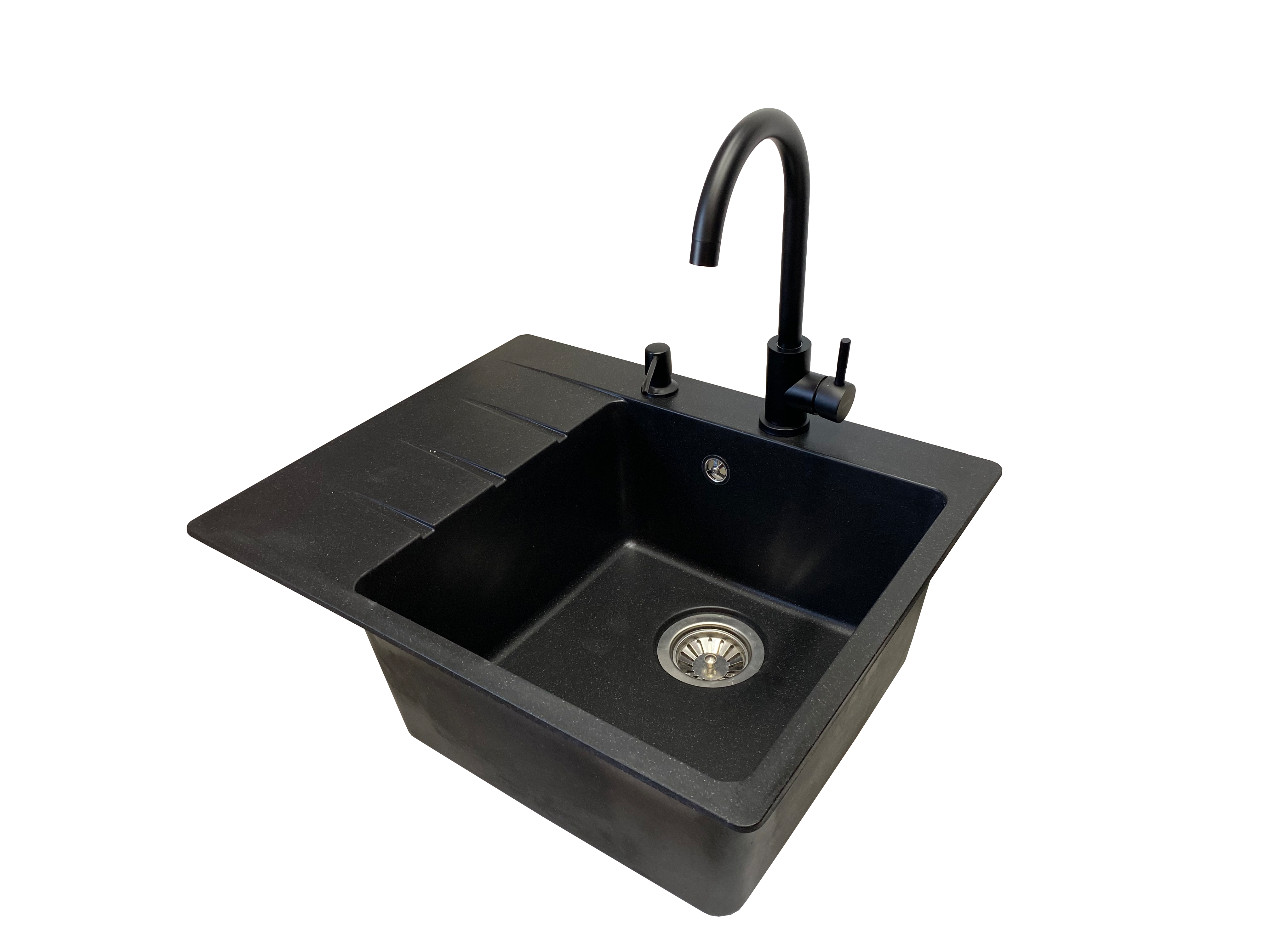 Мийка кухонна VECTOR Forest 62x50 см чаша праворуч/змішувач/дозатор/сифон Чорний (80288a7b)