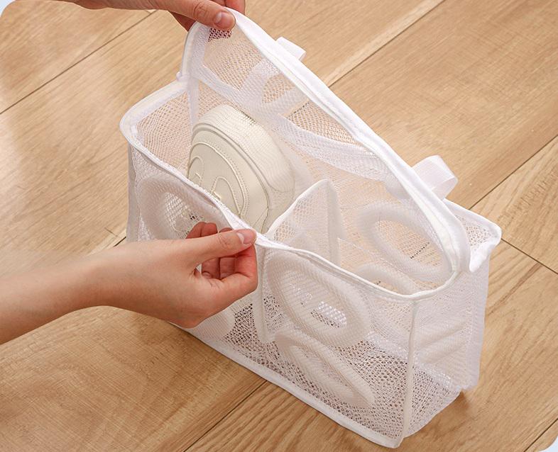 Сітка-мішок R9361 для прання взуття та одягу в пральній машині розмір 28х24,5х8 см Білий - фото 4