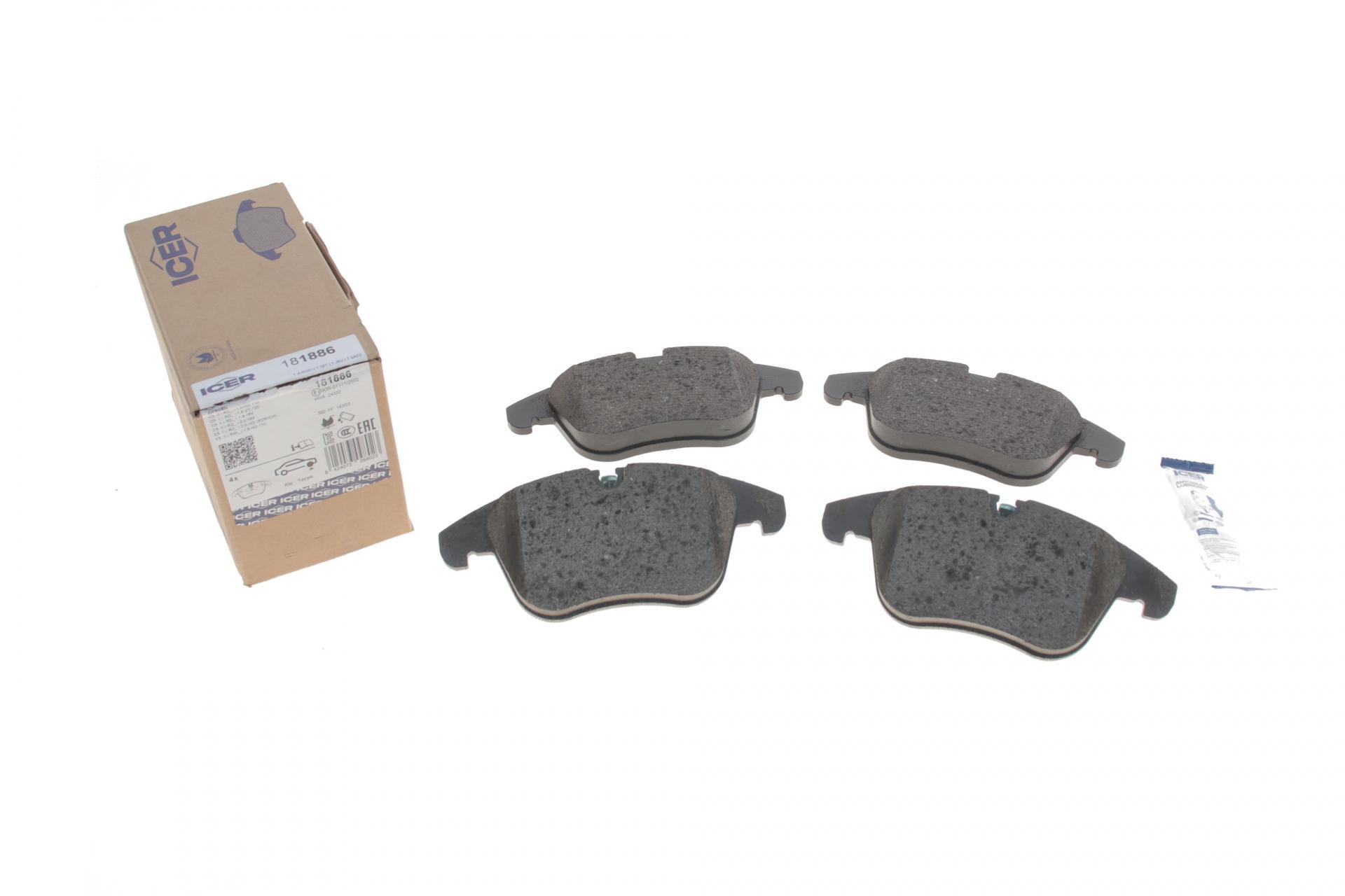 Тормозные колодки передние ICER для Citroen C5 08-/Peugeot 407 04-/508 10-18 (181886)