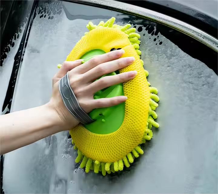 Швабра для миття автомобіля телескопічна з висувною ручкою знімна щітка 30х118 см Зелений - фото 2