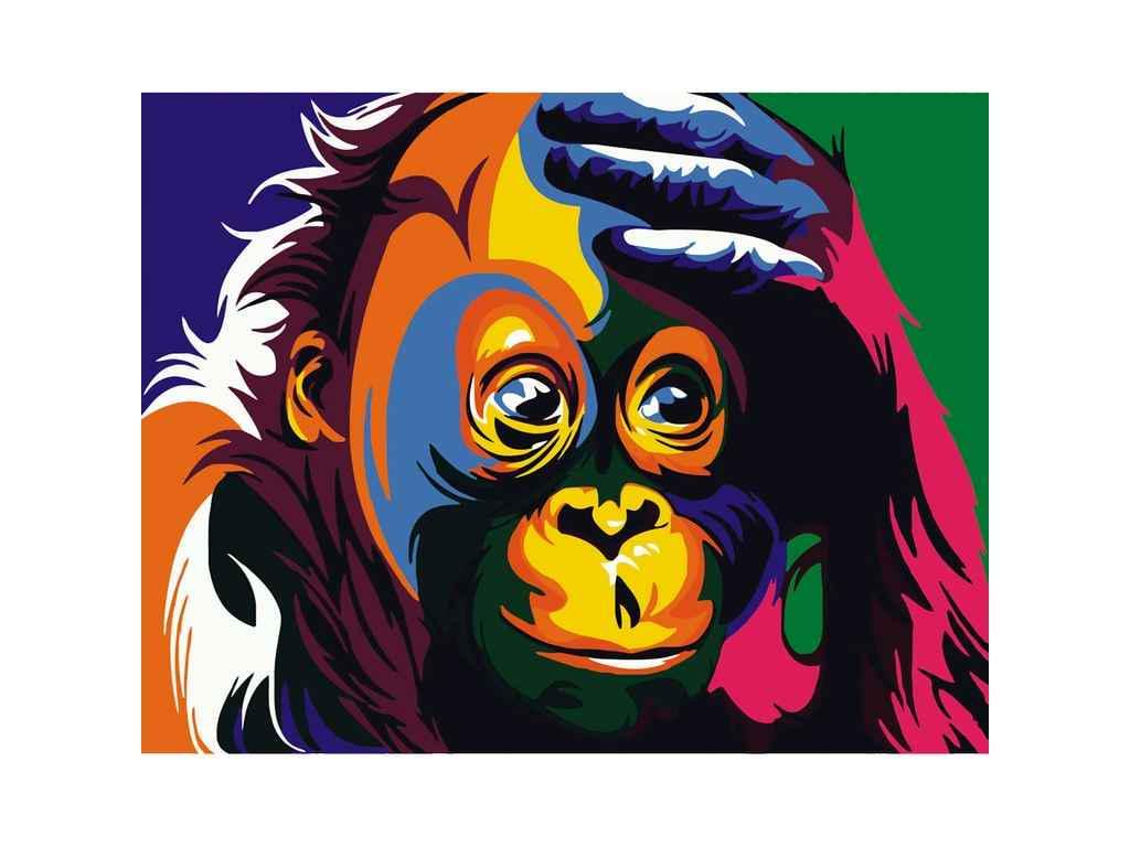 Картина по номерам Strateg Поп-арт обезьянка 40х50 см (DY002)