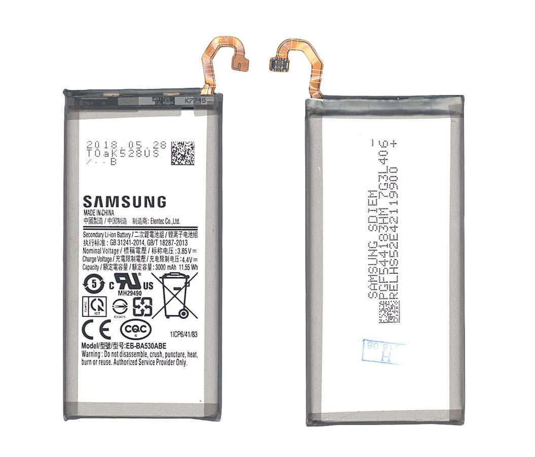 Аккумулятор для смартфона Samsung EB-BA530ABE Galaxy A8 2018 SM-A520 3,85V 3000 mAh 11,55 Wh Silver