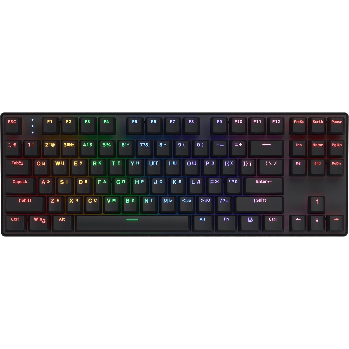 Клавиатура механическая игровая Hator Icefall Mecha TKL Wireless Rainbow 87 клавиш Red Switch Black (HTK287UA)