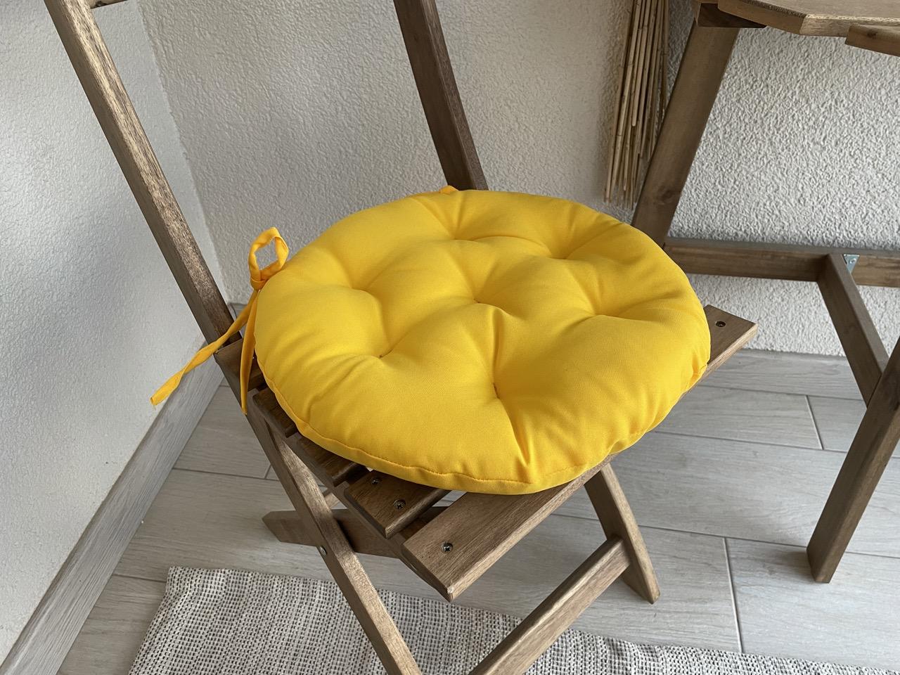 Подушка на стул с завязками круглая Color 40х40х5 см Желтый - фото 1 Подушка на стул с завязками круглая Color 40х40х5 см Желтый - фото 1