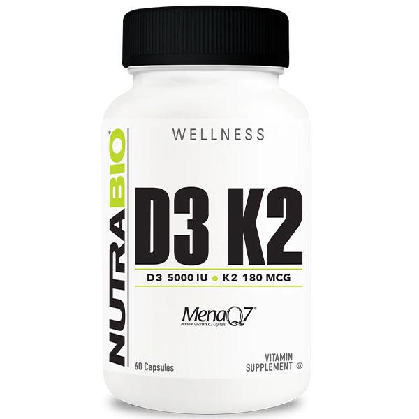 Витамин D3+K2 для спорта NutraBio Vitamin D3/K2 60 капс. (000027238)