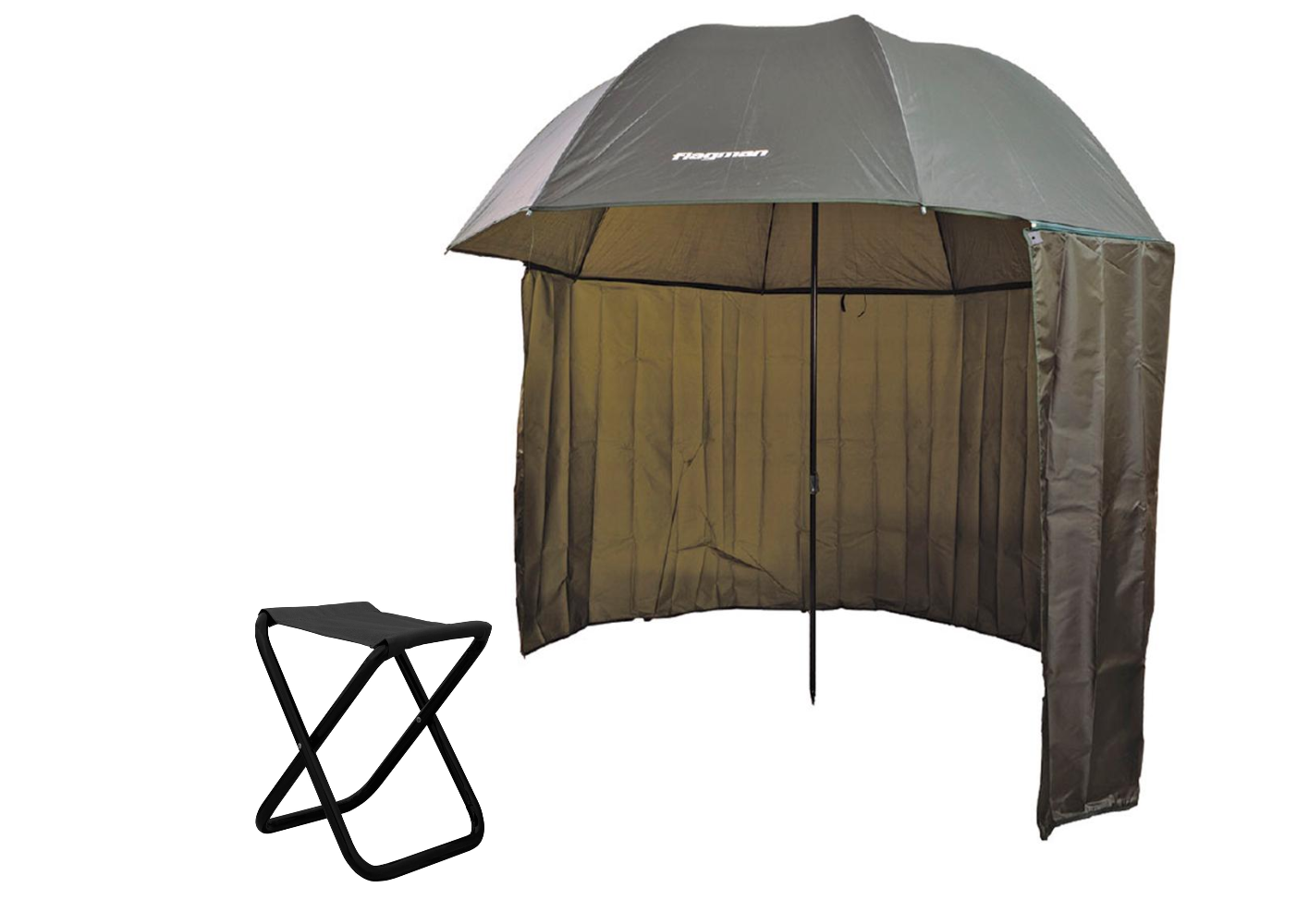 Набір Парасоля рибальська Flagman UT25SPAG/Стілець розкладний NeRest NR-25 Чорний (4820211100605_1)