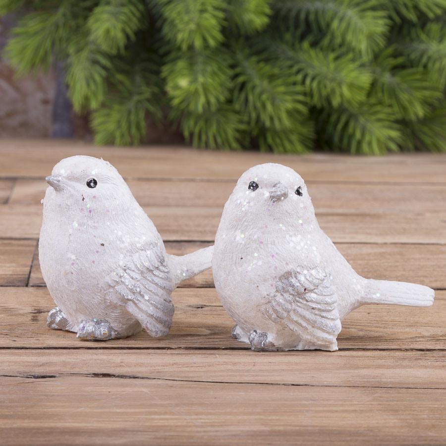 Статуэтка Птичка в блесках 2 шт. Белый (2031)