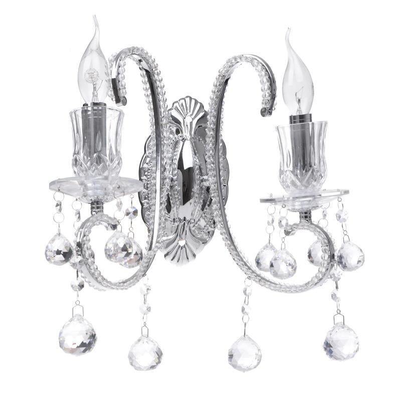 Бра настенное накладное классическое Brille BCL-270W/2 E14 в спальню хрустальное свеча