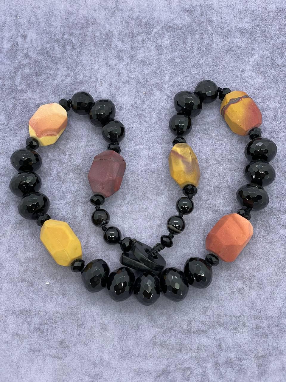 Бусы агат яшма 50 см Черный (725)