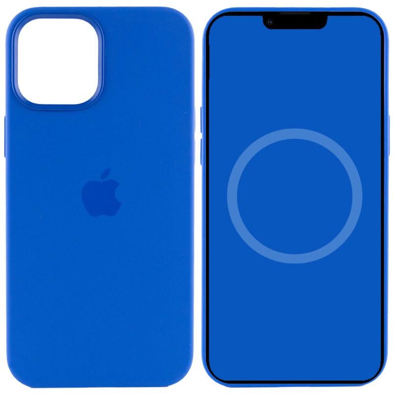 Противоударный чехол Silicone case AAA full with Magsafe and Animation для Apple iPhone 12 Pro Max 6.7" Синий/Capri Blue