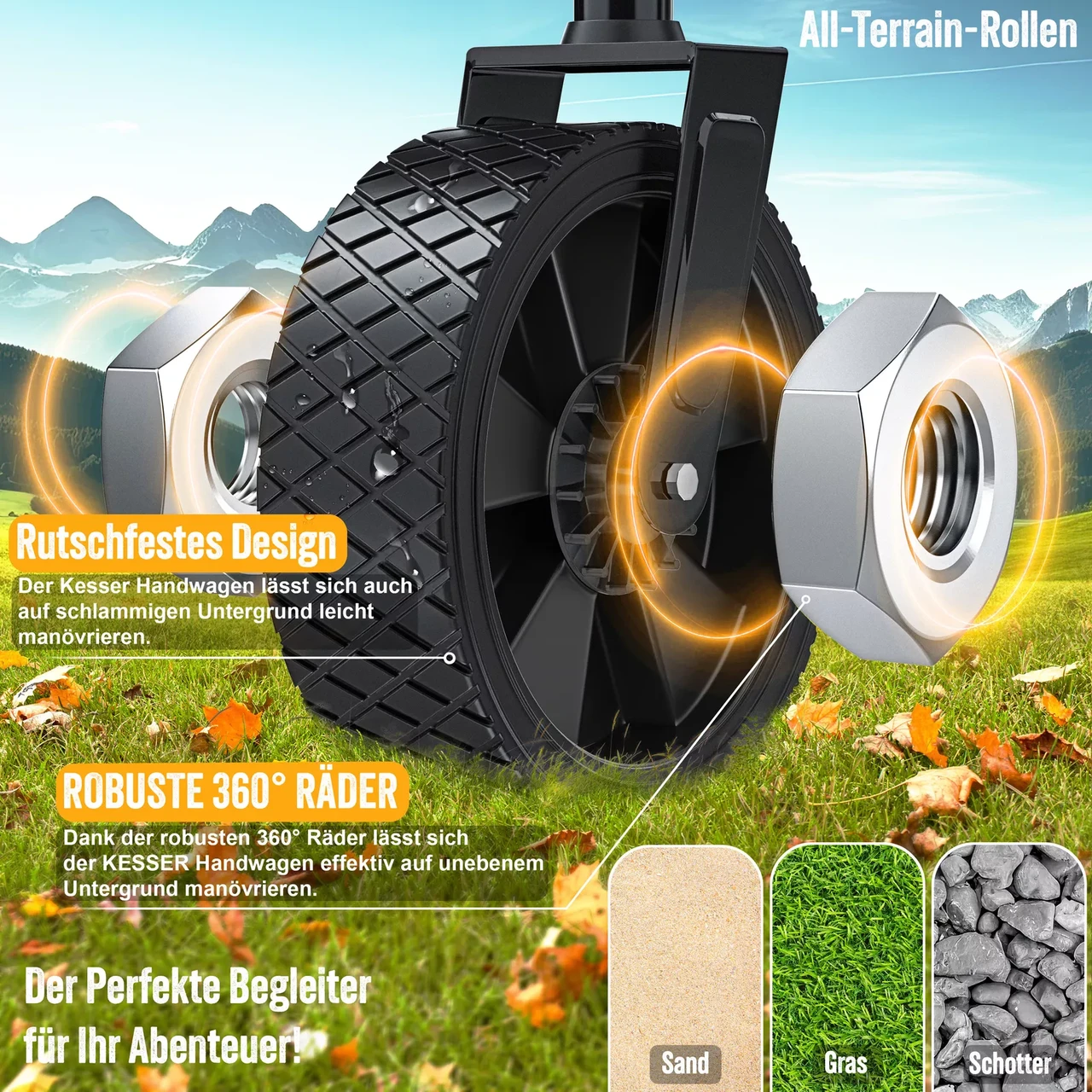 Тачка садово-строительная KESSER Oxford 600D 80 кг 90х52х102 см (4255598323062) - фото 5 Тачка садово-строительная KESSER Oxford 600D 80 кг 90х52х102 см (4255598323062) - фото 5