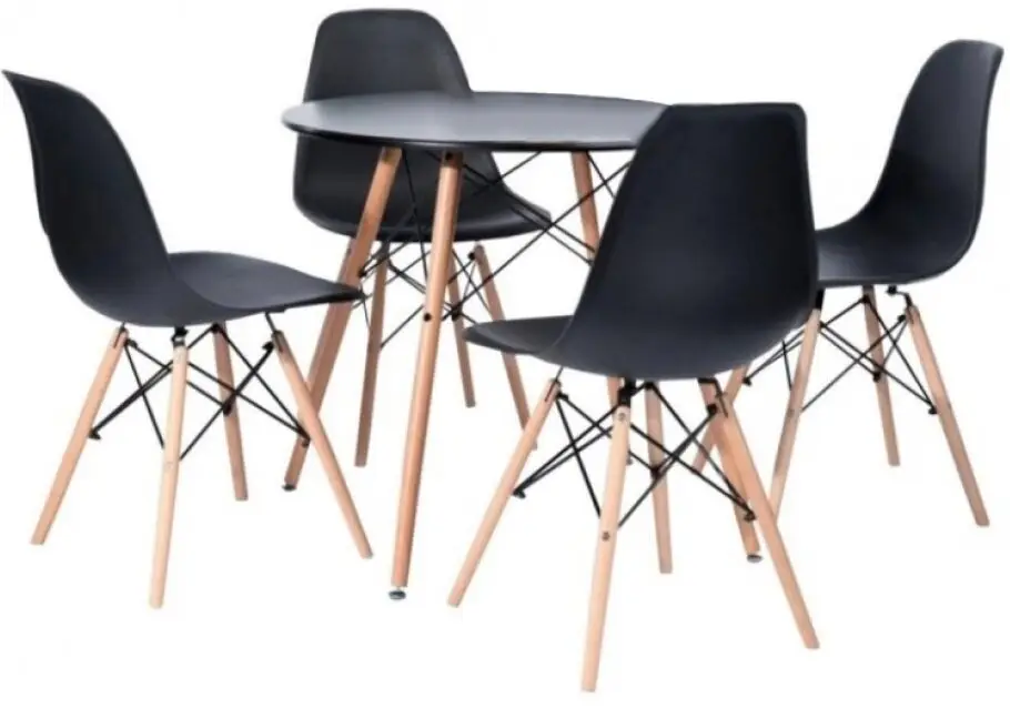 Столик Bonro В-957-700 та 4 крісла B-173 Чорний (41300045) Столик Bonro В-957-700 та 4 крісла B-173 Чорний (41300045)