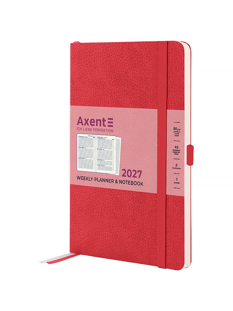 Еженедельник Axent 2027 Partner Soft Skin 125х195 мм Красный (8509-27-03-a) Еженедельник Axent 2027 Partner Soft Skin 125х195 мм Красный (8509-27-03-a)