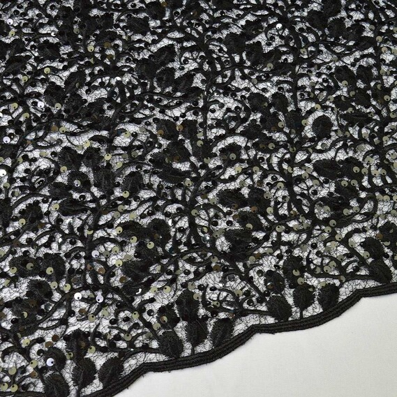 Ткань гипюр-пайетка IDEIA Микаэлла 1,3 м Черный (2200004180106)