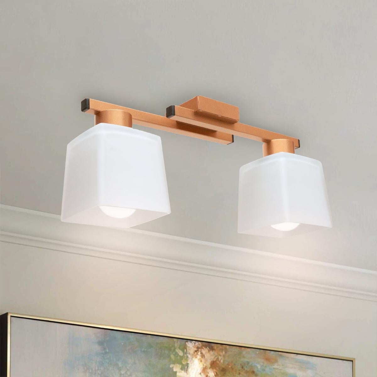 Люстра MSK ELECTRIC Dublin со стеклянными плафонами под две лампы Е27 Медный (NL 16610-2 CP)