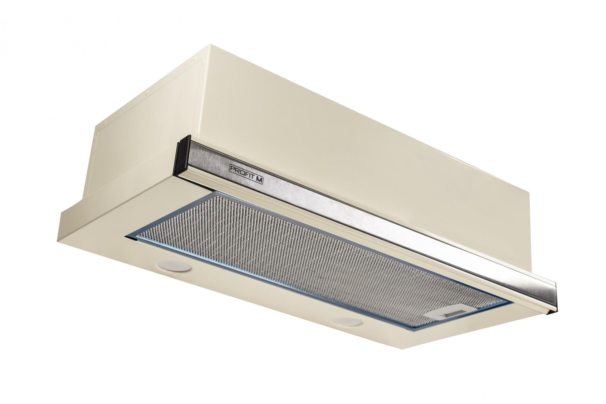 Вытяжка кухонная ProfitM Телескоп №1 50 см 840 м3 LED вставка нержавейка Слоновая Кость