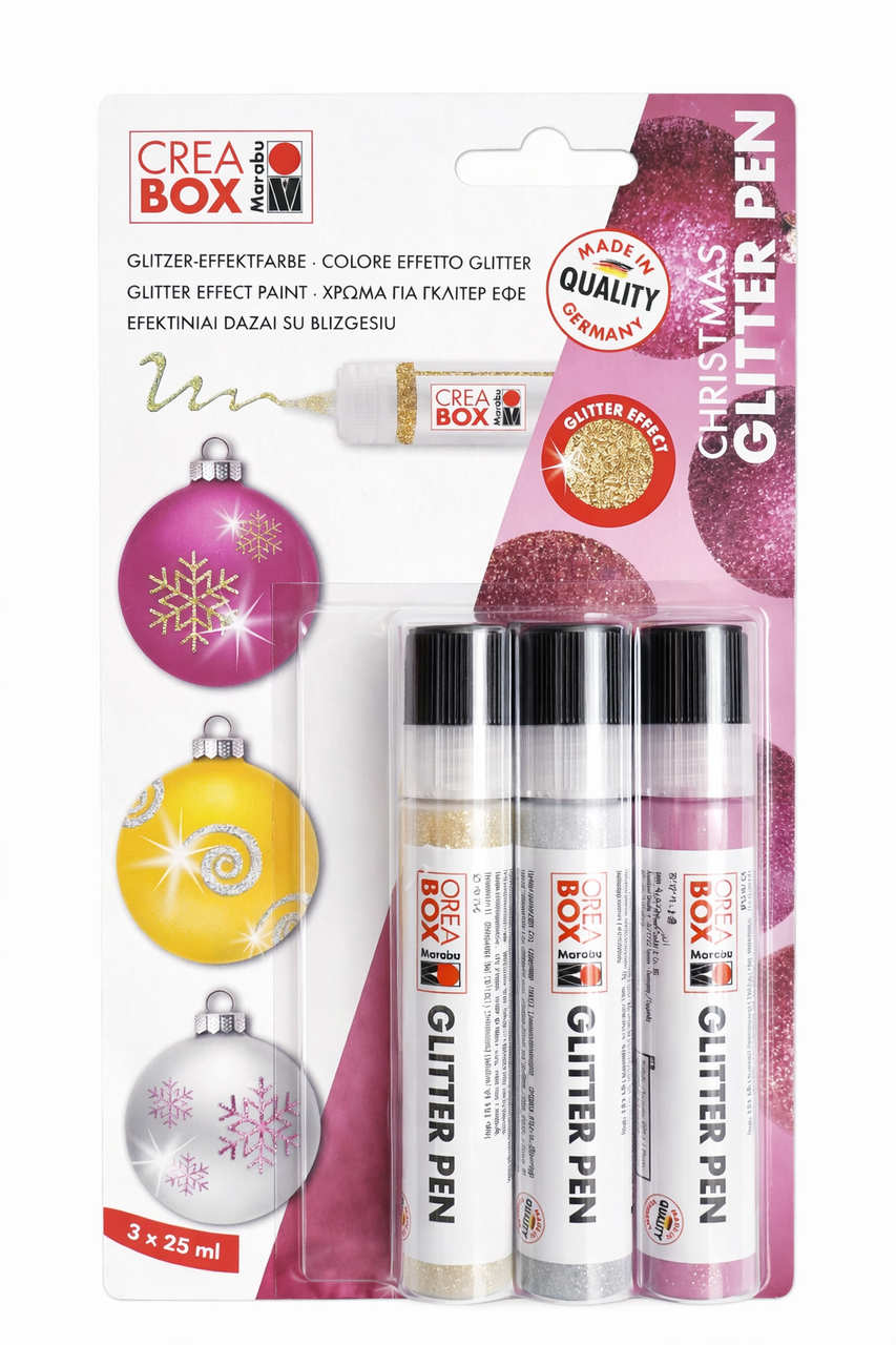 Набор блестящих ручек Marabu Crea Box Christmas Glitter Pen Глиттер для декора 3х25 мл
