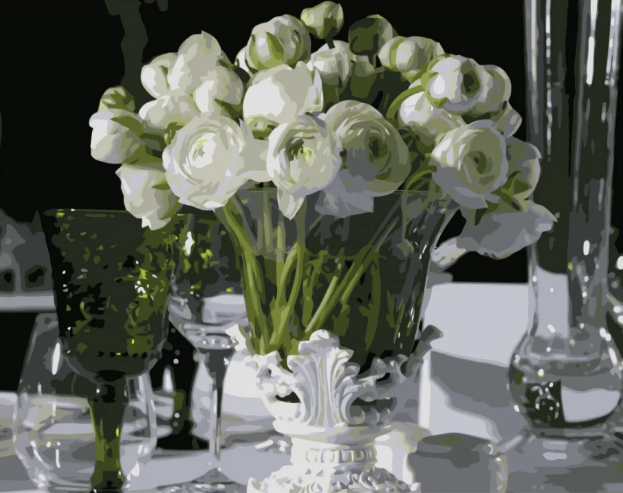 Картина по номерам Strateg Белые лютики 40x50 см (VA-0553)