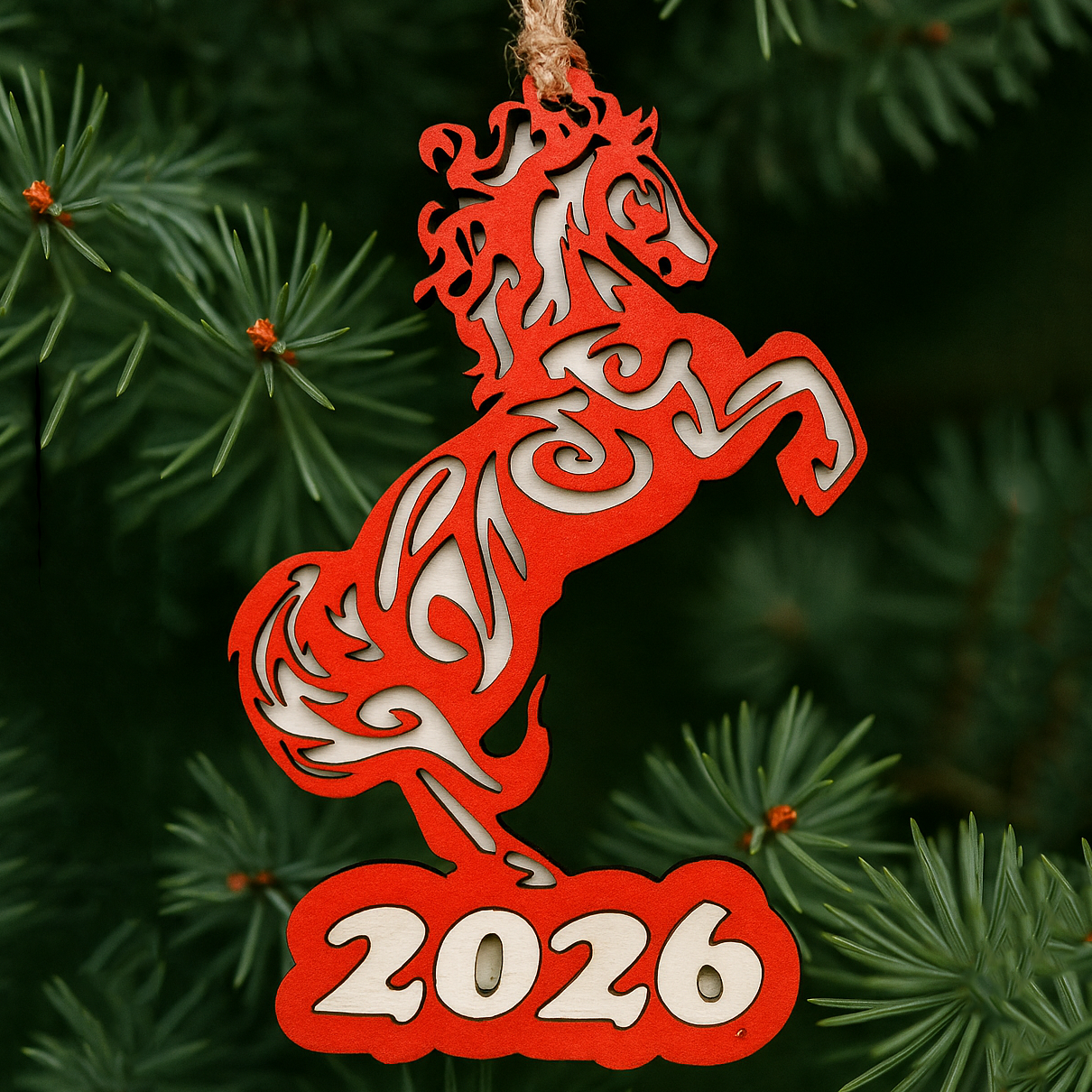 Игрушка новогодняя Год Лошади 2026 с магнитом ХДФ 10х6,5 см Красный (2787656746) - фото 4 Игрушка новогодняя Год Лошади 2026 с магнитом ХДФ 10х6,5 см Красный (2787656746) - фото 4