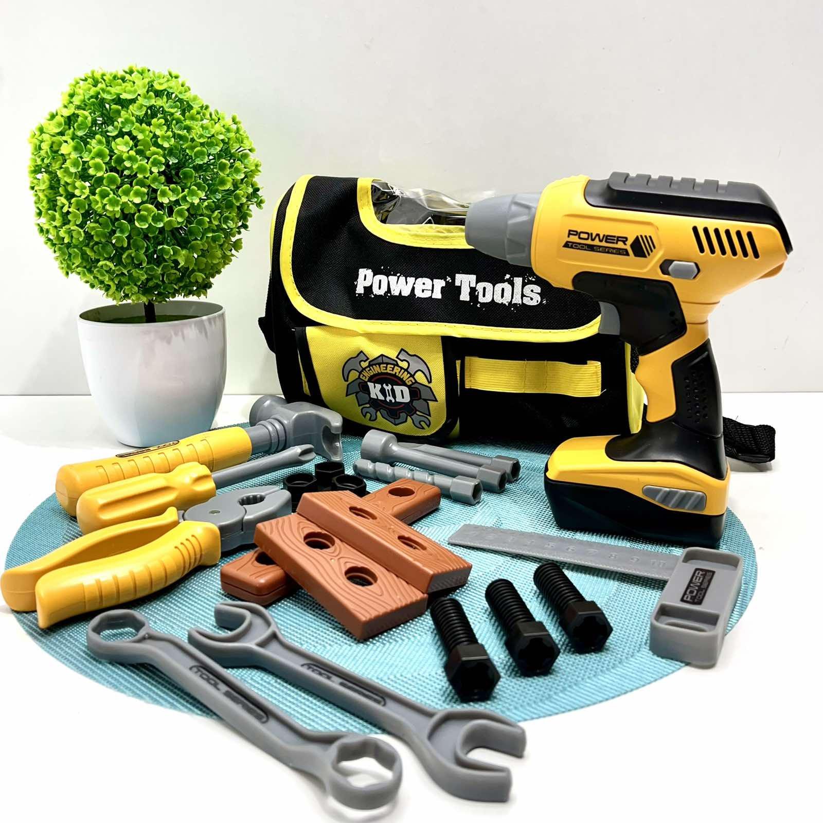 Набір інструментів дитячий шуруповерт/молоток/гайки/викрутка у валізці Жовтий (T013)