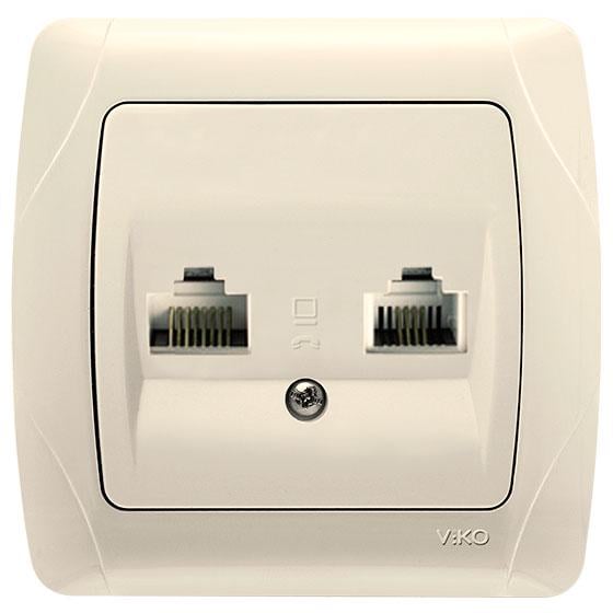 Розетка сетевая и телефонная VIKO Carmen RG45/RJ11 Кремовый (90562035)
