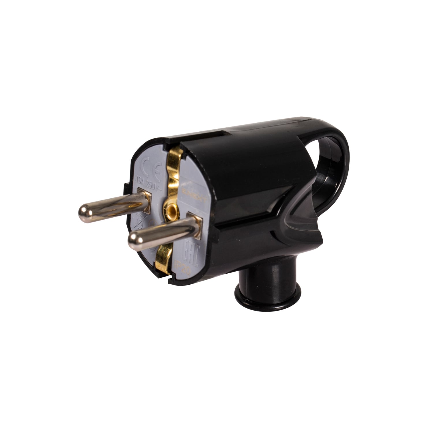 Вилка бытовая угловая E.NEXT e.plug.angle.006.16 с заземлением и ручкой 16А (s9100047)
