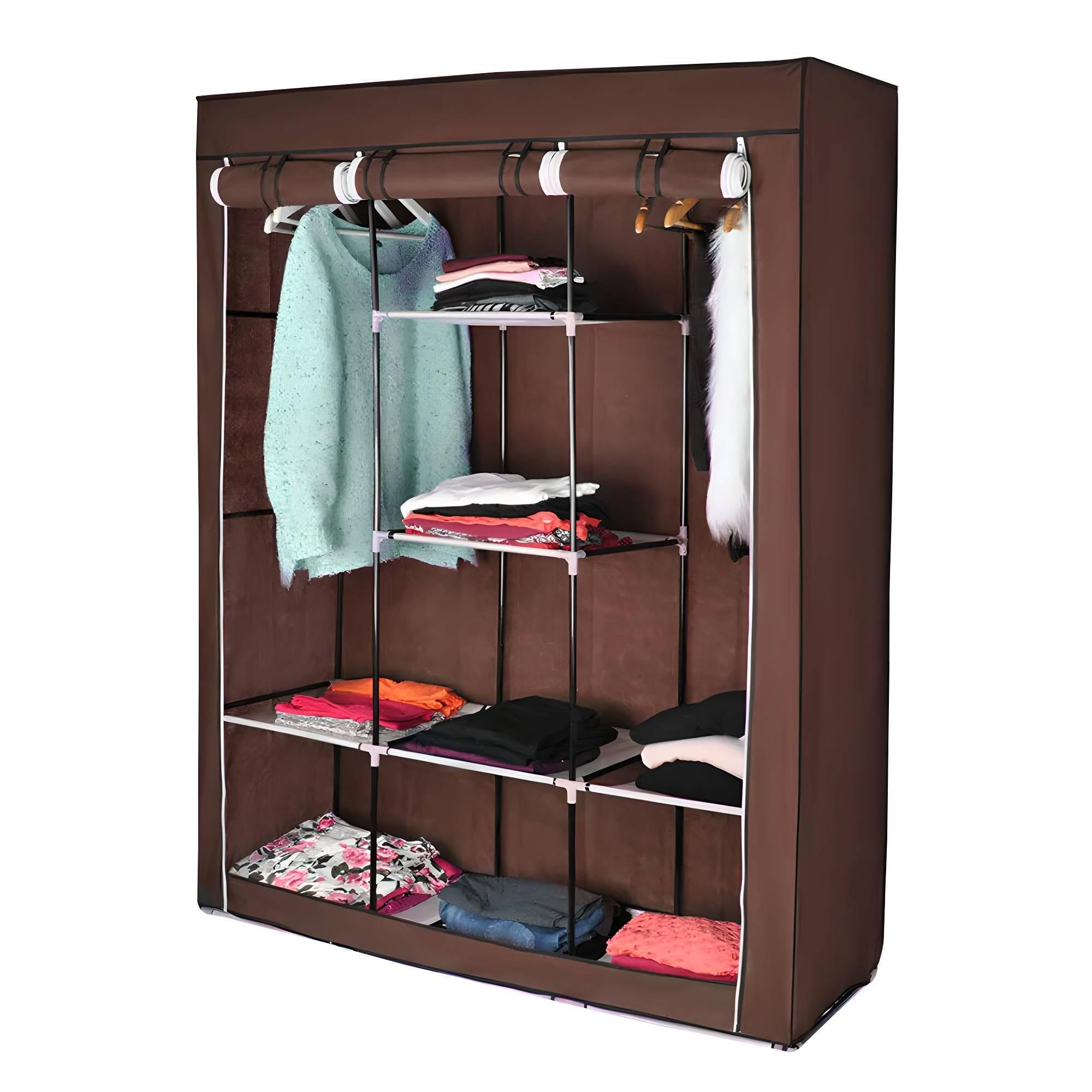 Текстильна шафа на 3 секції Storage Wardrobe 88130 Коричневий (N-14) Текстильна шафа на 3 секції Storage Wardrobe 88130 Коричневий (N-14)
