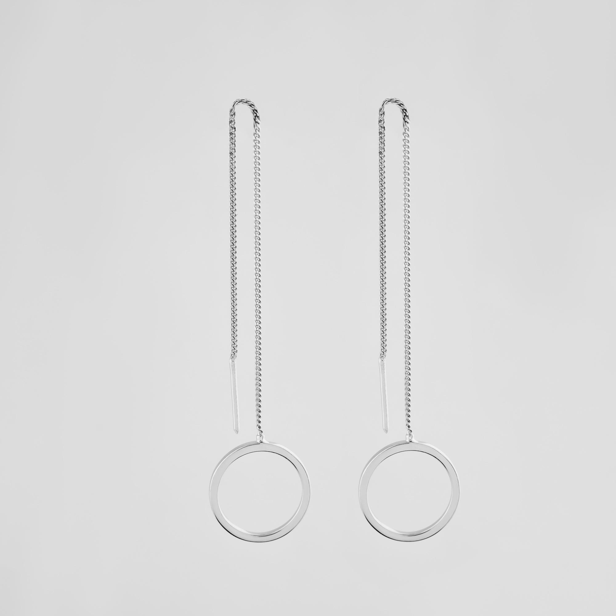 Серебряные серьги Minimal Тонкая цепочка (13703)