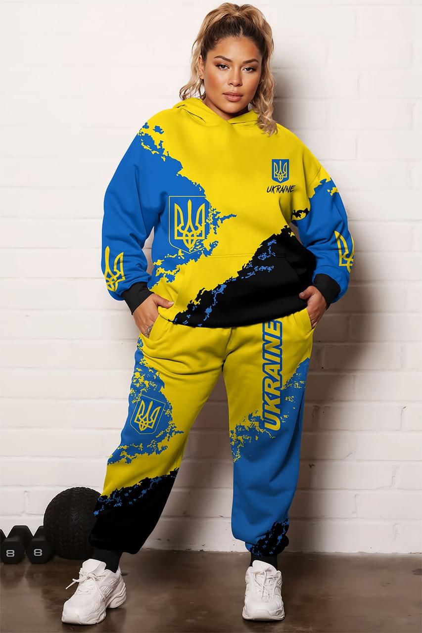 Спортивний костюм жіночий Хіт батал 4XL Синій/Жовтий (200098)