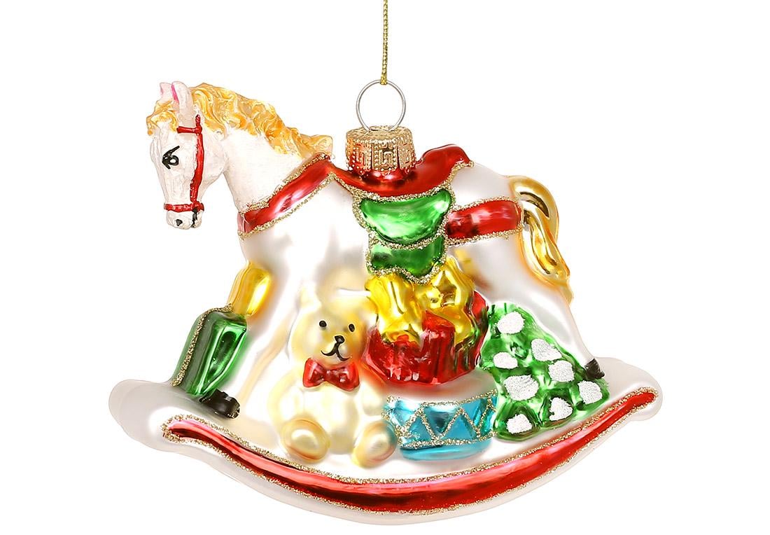 Іграшка на ялинку скляна BonaDi Конячка гойдалка 11,5 см (NY29-519)