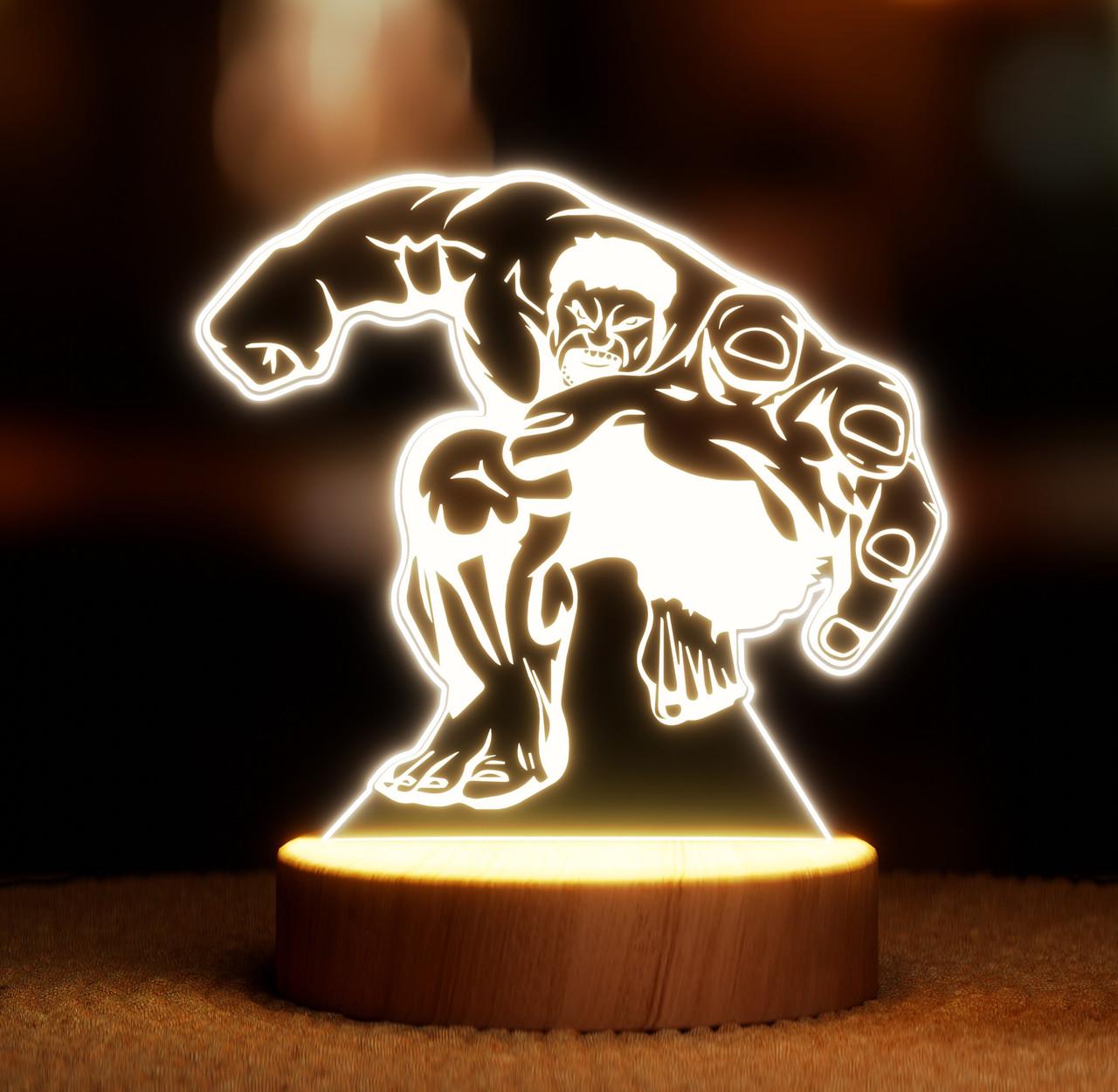 Нічник-світильник Lampic Халк з рукою USB дерево/акрил 15х17 см Жовтий (32377384)