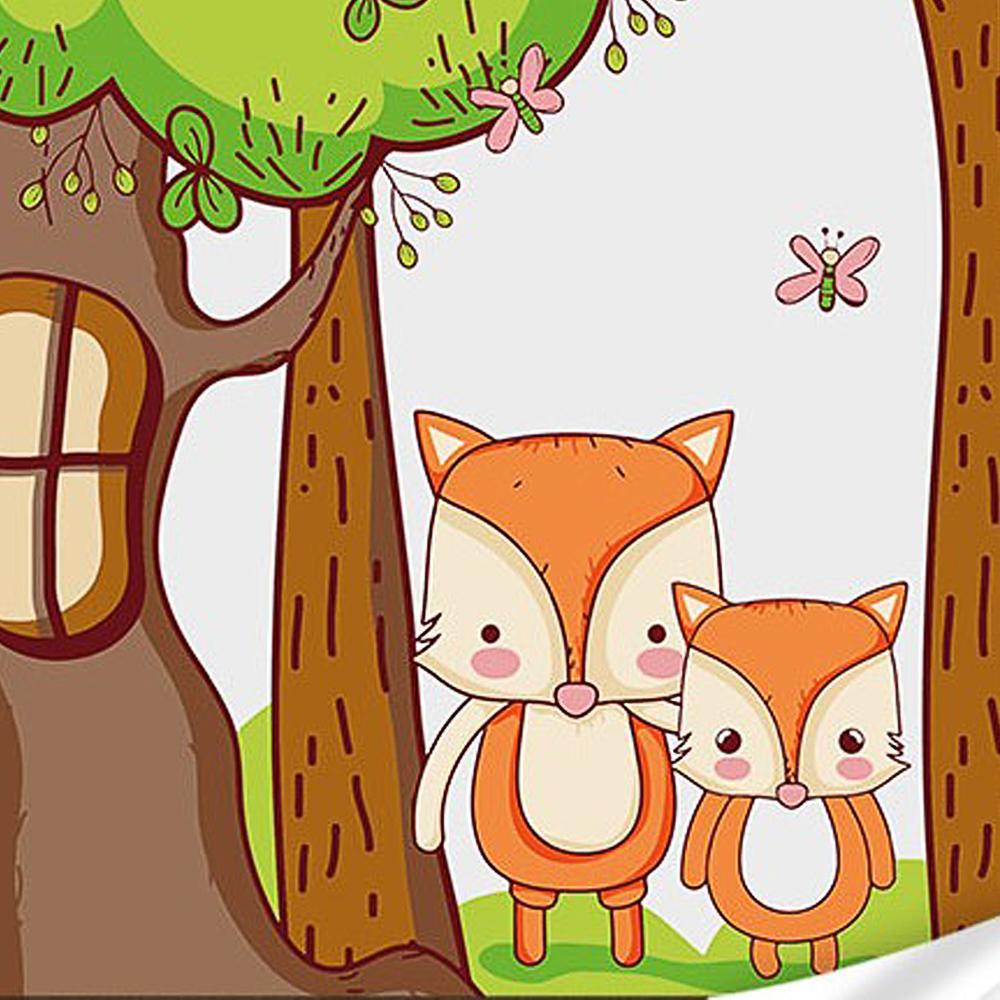 Картина за номерами Strateg Преміум Мила родина лисиць з лаком та рівнем 30x30 см (Str-ES-0873)