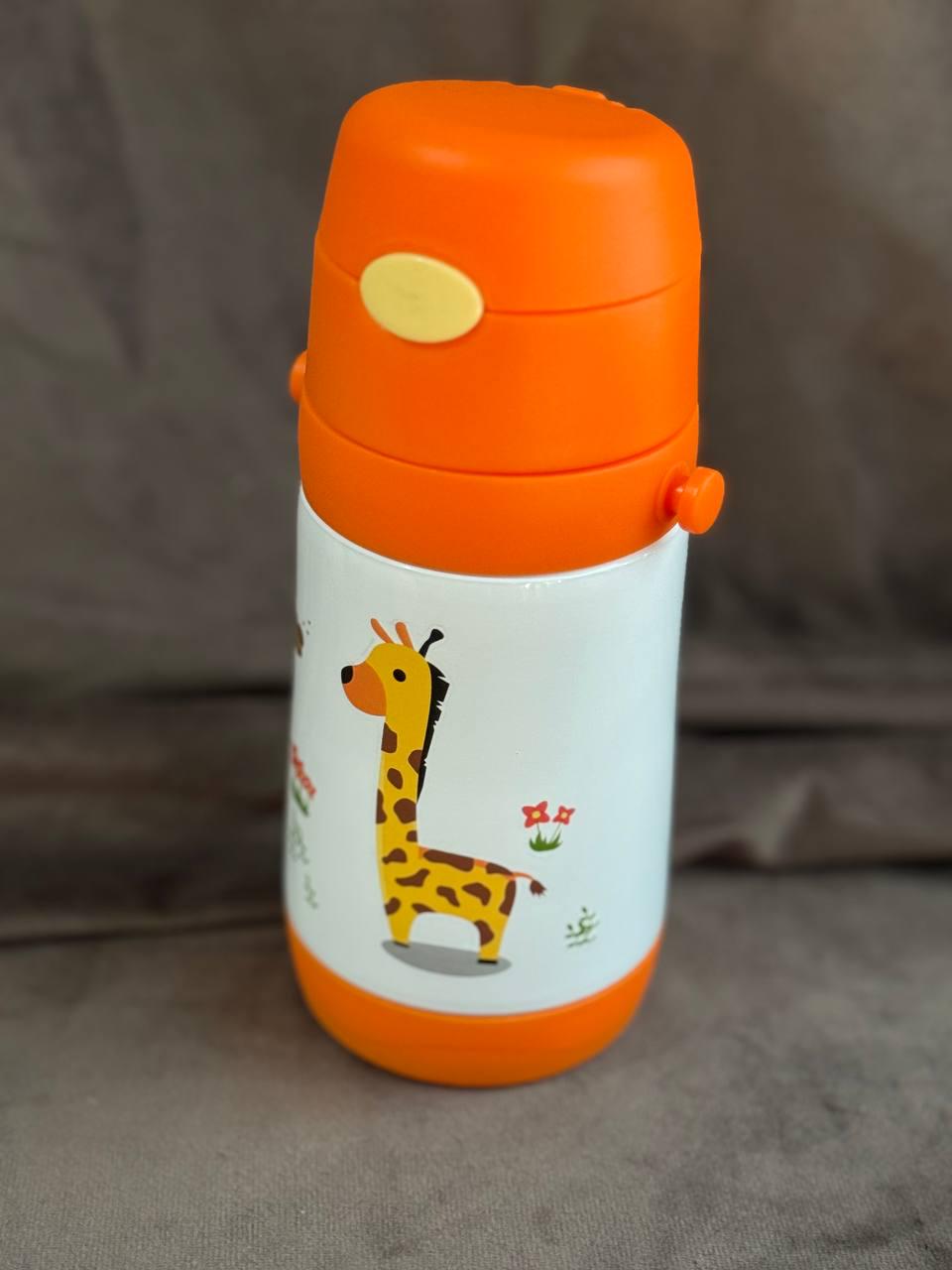 Термос дитячий Stenson з трубочкою з нержавіючої сталі 350 мл Помаранчево-білий (MT-2090-35) - фото 2