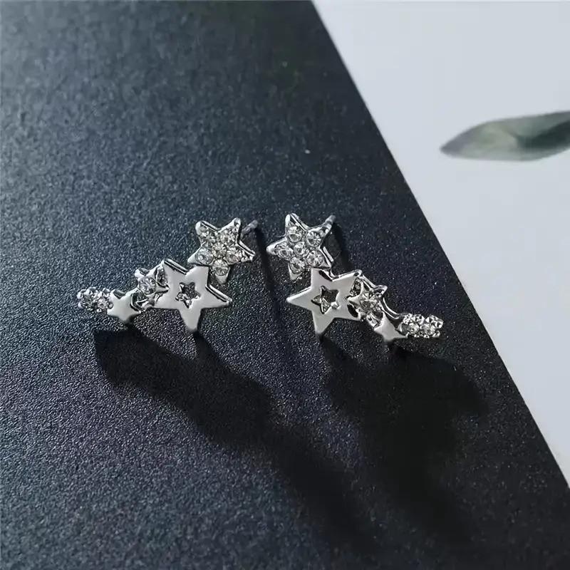 Серьги гвоздики-кафы женские LuxAurum228 Звезды 2,2 см Серебристый (35474020) Серьги гвоздики-кафы женские LuxAurum228 Звезды 2,2 см Серебристый (35474020)