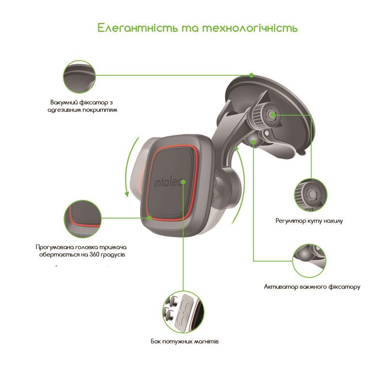 Держатель автомобильный Intaleo CM01GP магнитный на лобовое стекло Black (1283126483677) - фото 5 Держатель автомобильный Intaleo CM01GP магнитный на лобовое стекло Black (1283126483677) - фото 5