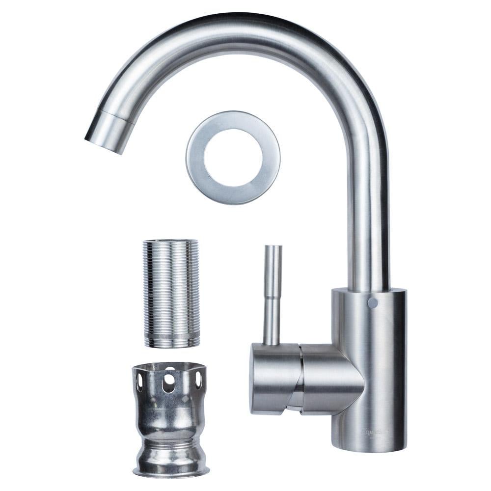 Смеситель для раковины Aquatica KT SS гусак изогнутый на гайке ⌀ 35 (KT-1A270P)