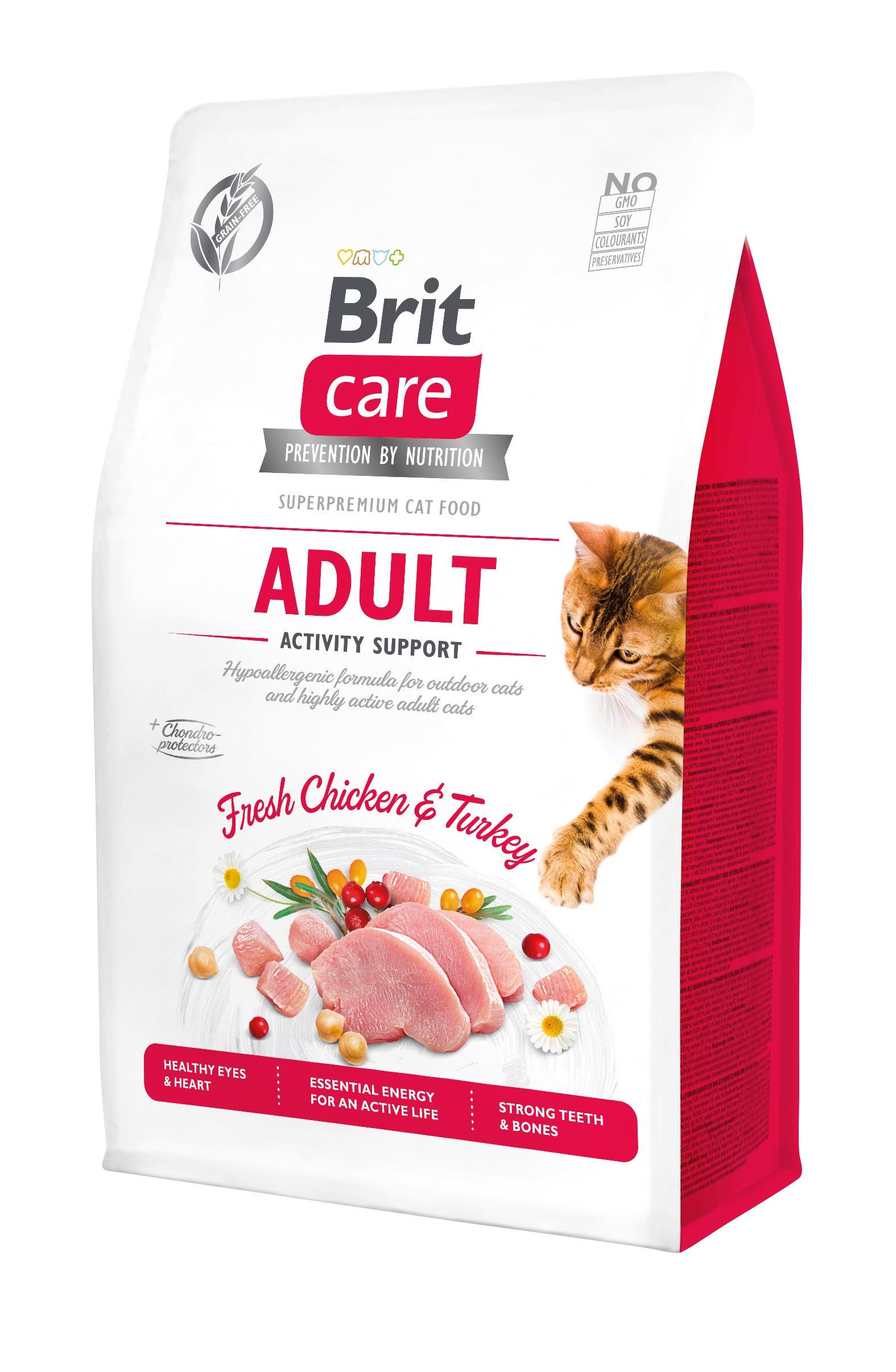 Корм сухой для кошек живущих на улице Brit Care Cat GF Activity Suppor с курицей и индейкой 0,4 кг (8595602540839)